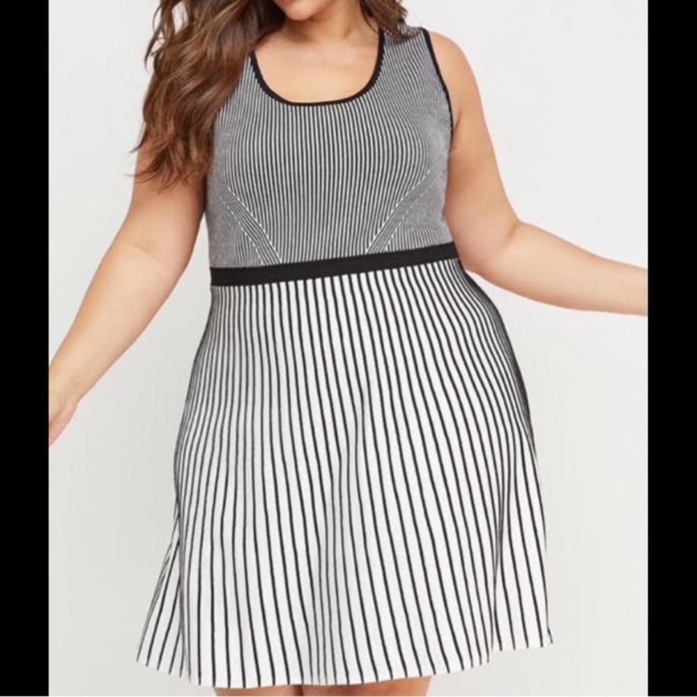 Striped Black and White Sleeveless Dress